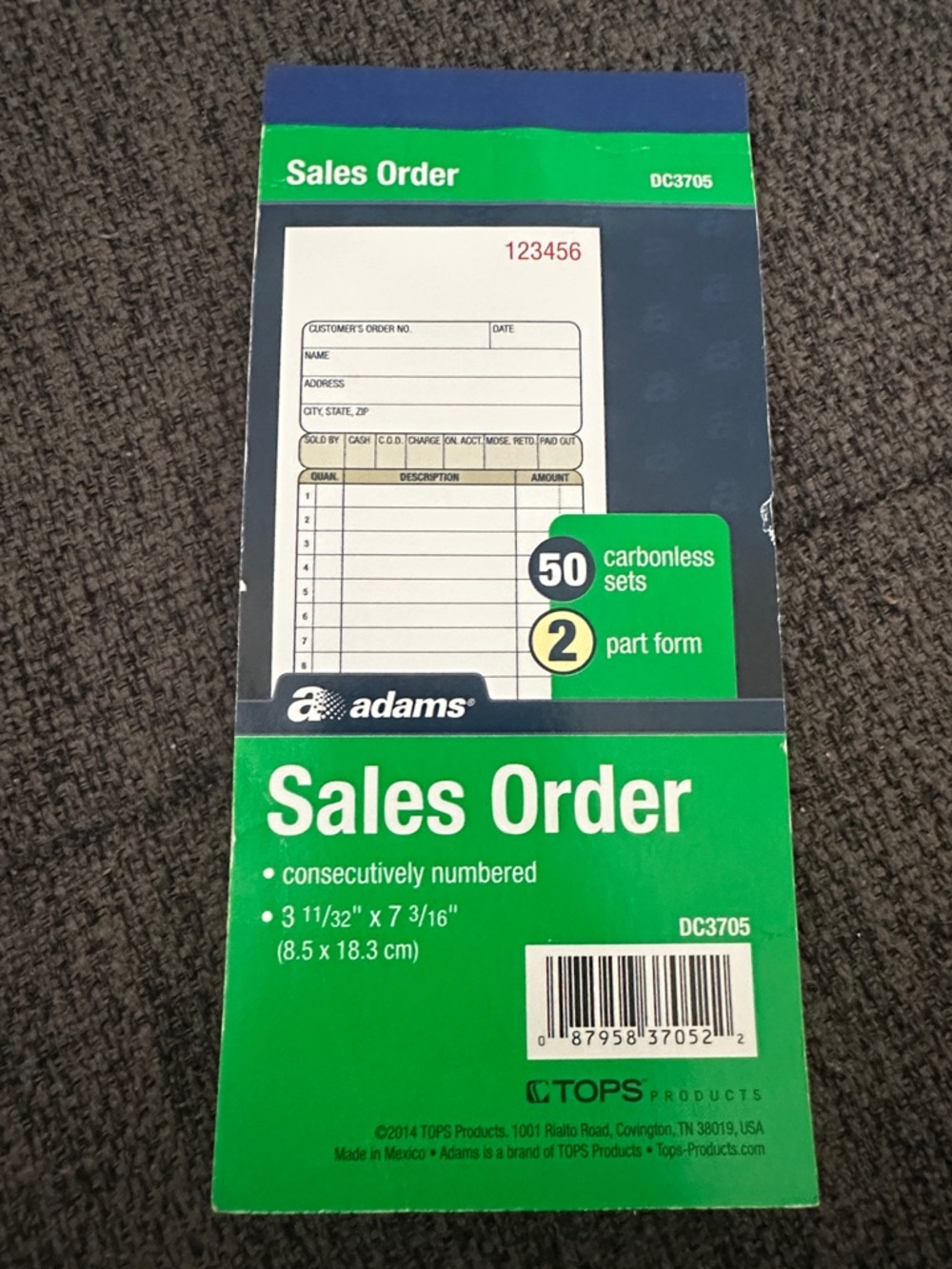 🆕 Adams® Carbonless 2-Part Sales Book, 3 11/32" x 7 3/16", Pack Of 50 Sets